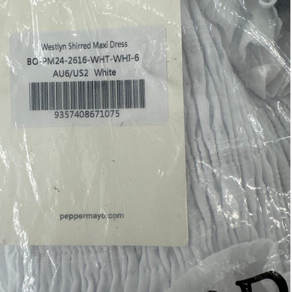 Peppermayo Women's White Westlyn Shirred Maxi Dress Size 2 - Picture 3 of 10